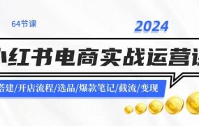 2024小红书电商实战运营课:账号搭建/开店流程/选品/爆款笔记/截流/变现-盈途副业网