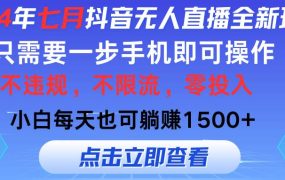 2024年七月抖音无人直播全新玩法，只需一部手机即可操作，小白每天也可...-盈途副业网