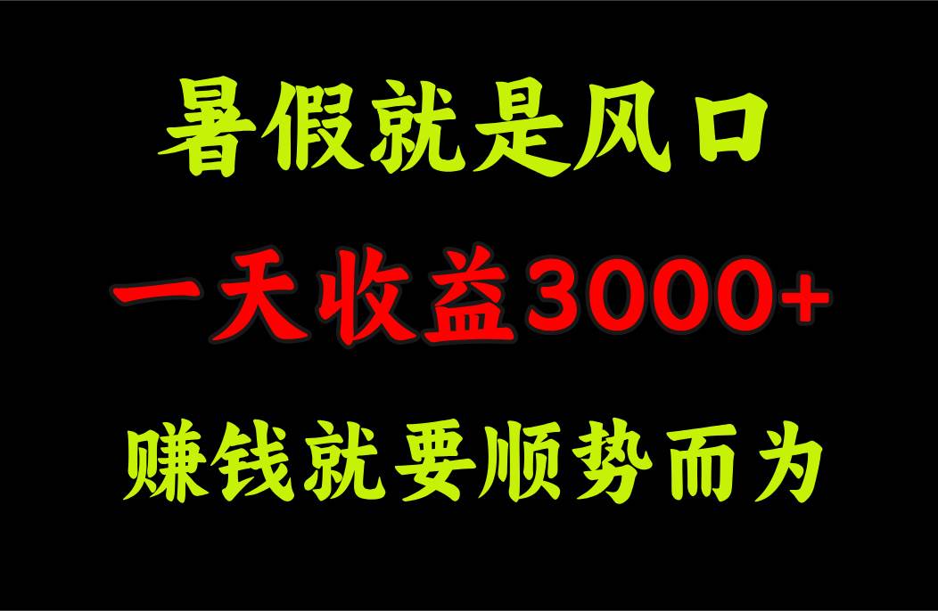 一天收益3000+ 赚钱就是顺势而为，暑假就是风口-盈途副业网