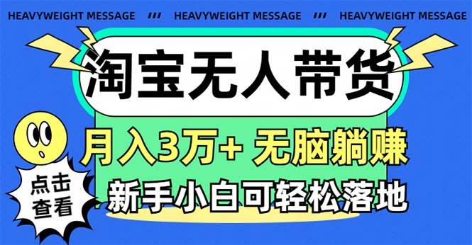 淘宝无人带货3.0高收益玩法，月入3万+，无脑躺赚，新手小白可落地实操-盈途副业网