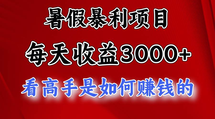 暑假暴利项目，每天收益3000+ 努努力能达到5000+，暑假大流量来了-盈途副业网