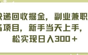 快递回收掘金，副业兼职必备项目，新手当天上手，轻松实现日入300＋-盈途副业网
