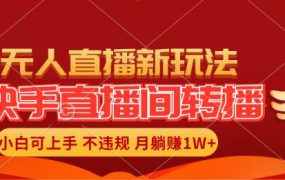 快手直播间转播玩法简单躺赚,真正的全无人直播,小白轻松上手月入1W+-盈途副业网