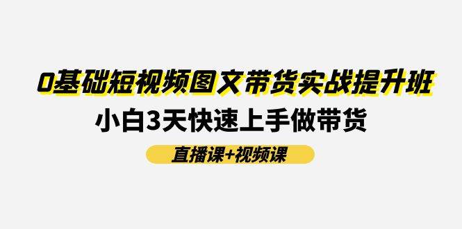 0基础短视频图文带货实战提升班(直播课+视频课)：小白3天快速上手做带货-盈途副业网