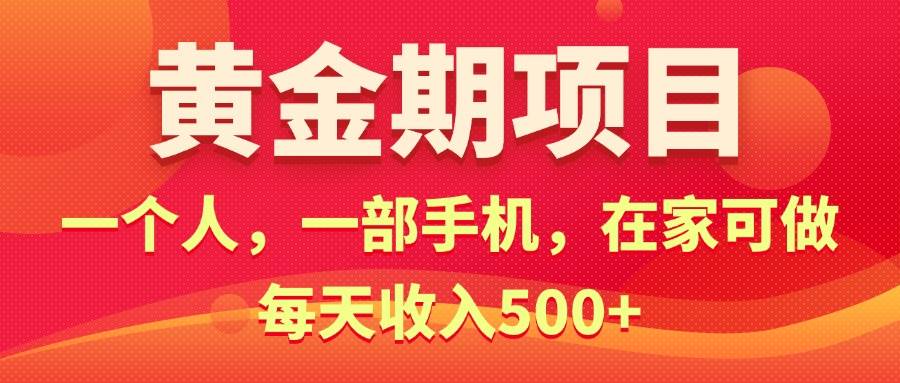 黄金期项目，电商搞钱！一个人，一部手机，在家可做，每天收入500+-盈途副业网