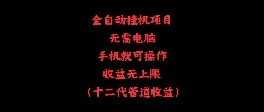 全自动挂机项目，无需电脑，手机就可操作，收益无上限-盈途副业网