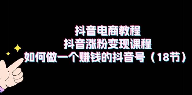 抖音电商教程：抖音涨粉变现课程：如何做一个赚钱的抖音号（18节）-盈途副业网