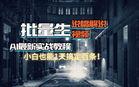 【AI最新实战教程】日入600+,批量生成说唱解说视频,小白也能1天搞定百条-盈途副业网