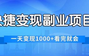 快捷变现的副业项目,一天变现1000+,各平台最火赛道,看完就会-盈途副业网