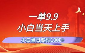 一单9.9,一天轻松上百单,不挑人,小白当天上手,一分钟一条作品-盈途副业网
