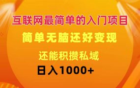互联网最简单的入门项目:简单无脑变现还能积攒私域一天轻松1000+-盈途副业网