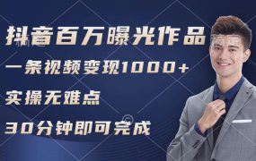 抖音百万浏览日均1000+,变现能力超强,实操无难点-盈途副业网