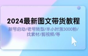 2024最新图文带货教程:新号启动/老号转型/半小时涨3000粉/找素材/剪辑-盈途副业网