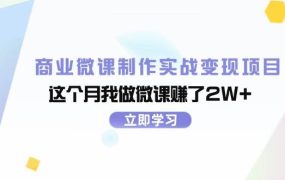 商业微课制作实战变现项目,这个月我做微课赚了2W+-盈途副业网