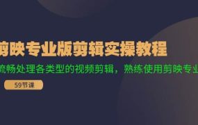 剪映专业版剪辑实操教程:流畅处理各类型的视频剪辑,熟练使用剪映专业版-盈途副业网