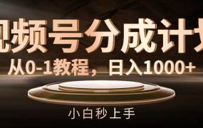视频号分成计划,从0-1教程,日入1000+-盈途副业网