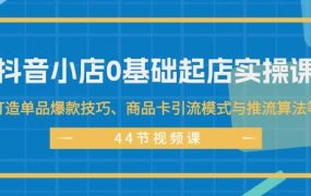 抖音小店0基础起店实操课,打造单品爆款技巧、商品卡引流模式与推流算法等-盈途副业网