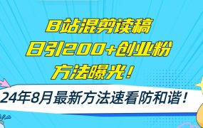 B站混剪读稿日引200+创业粉方法4.0曝光,24年8月最新方法Ai一键操作 速...-盈途副业网