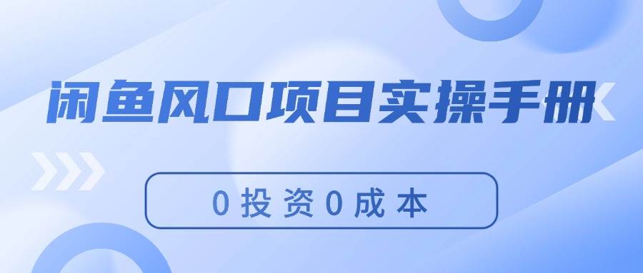 闲鱼风口项目实操手册，0投资0成本，让你做到，月入过万，新手可做-盈途副业网
