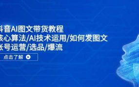 抖音AI图文带货教程:核心算法/AI技术运用/如何发图文/账号运营/选品/爆流-盈途副业网