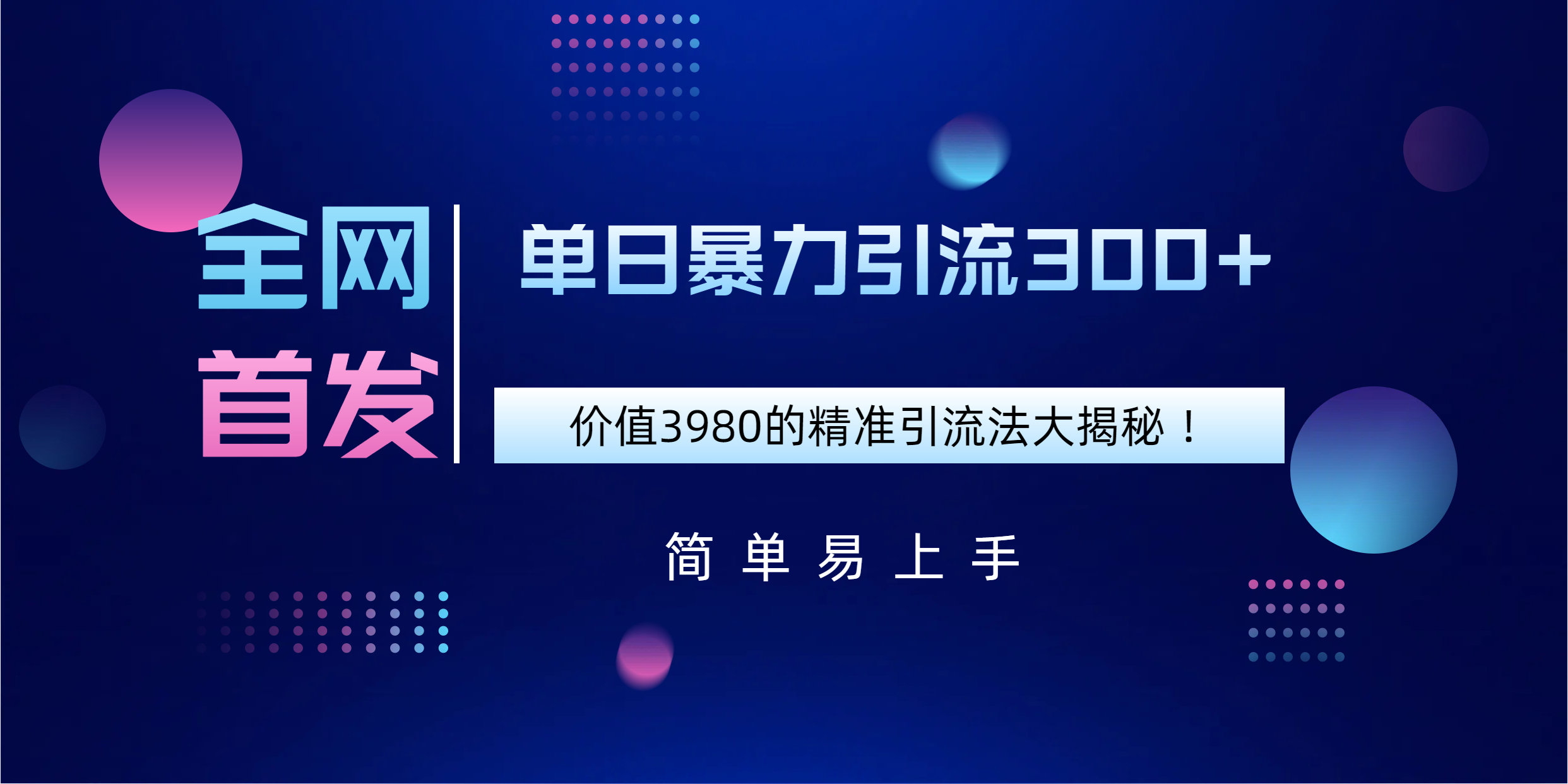 全网首发，价值3980单日暴力引流300+的精准引流法大揭秘！-盈途副业网