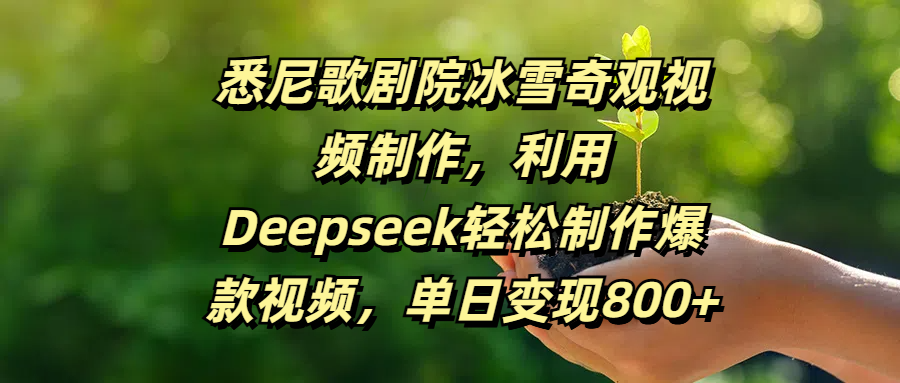 悉尼歌剧院冰雪奇观视频制作，利用Deepseek轻松制作爆款视频，单日变现800+-盈途副业网