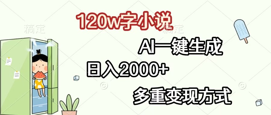 120w字小说，AI一键生成，日入2000+，多重变现方式-盈途副业网