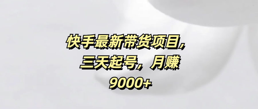 快手最新带货项目，三天起号，月赚9000+-盈途副业网