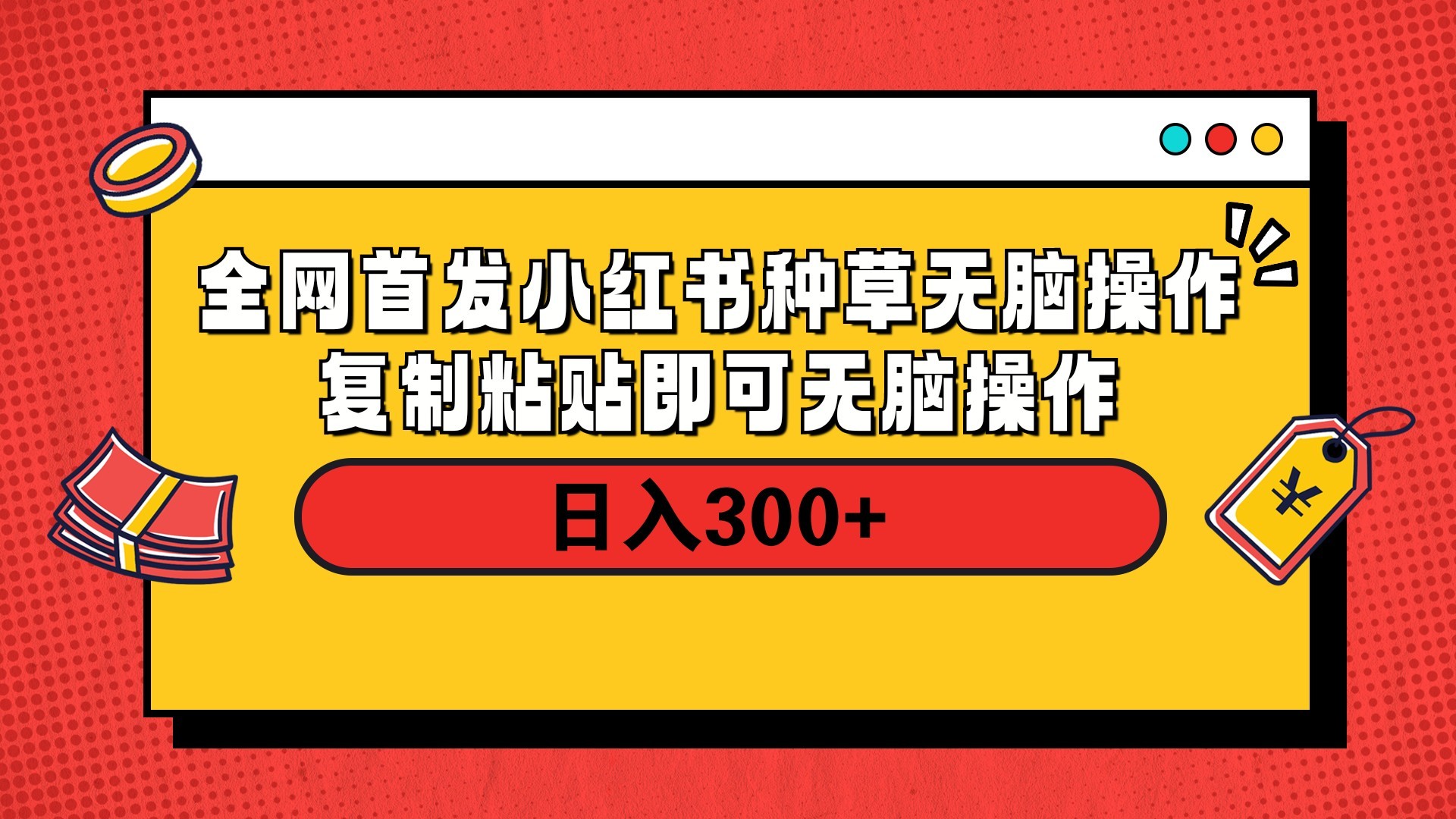 全网首发 小红书种草无脑操作复制黏贴即可 轻松日入300+-盈途副业网
