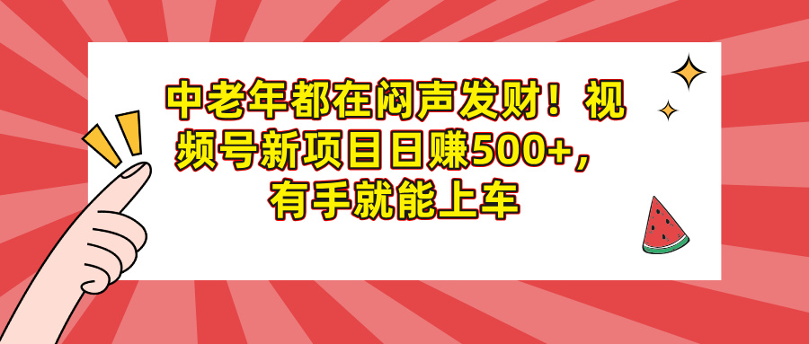 中老年都在闷声发财！视频号新项目日赚500+，有手就能上车-盈途副业网