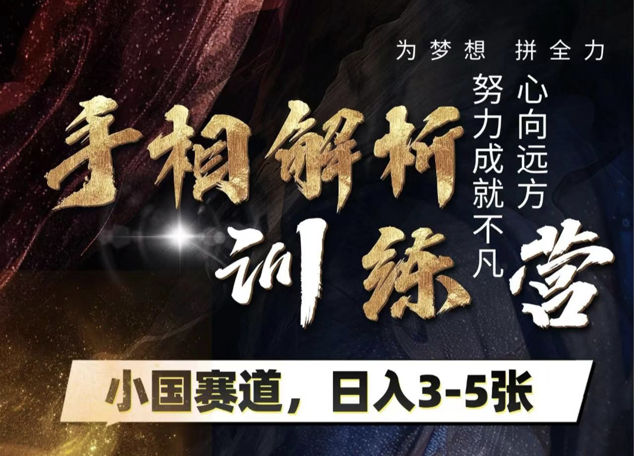 手相解析训练营，全网独家项目，小国赛道，轻松日入3-5张-盈途副业网
