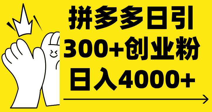 拼多多日引300+创业粉 日入4000+-盈途副业网