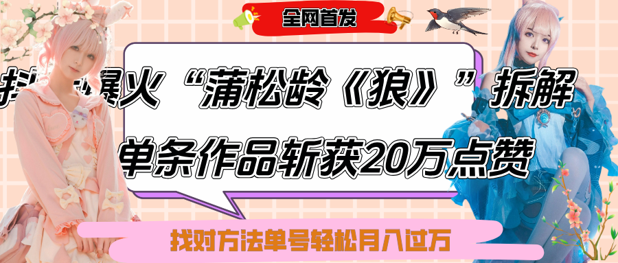 抖音爆火“蒲松龄《狼》”实战拆解，仅6条作品涨粉24W,单条作品收获20万点赞，找对方法轻松起号月入过万-盈途副业网