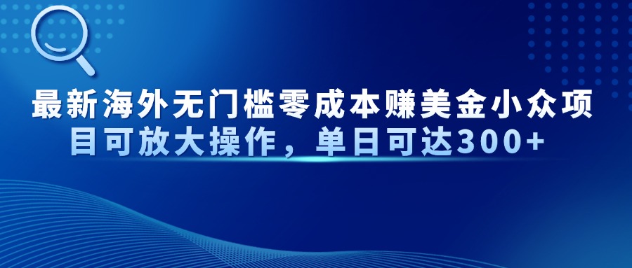 最新海外无门槛美金小众项目可放大操作，单日可达300+-盈途副业网