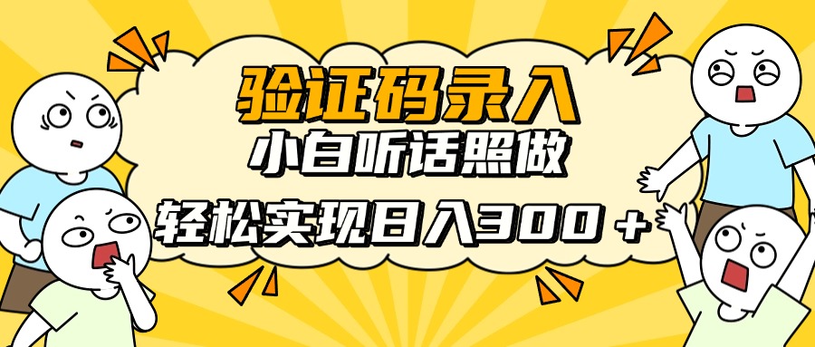 验证码录入，小白听话照做，轻松实现日入300＋-盈途副业网