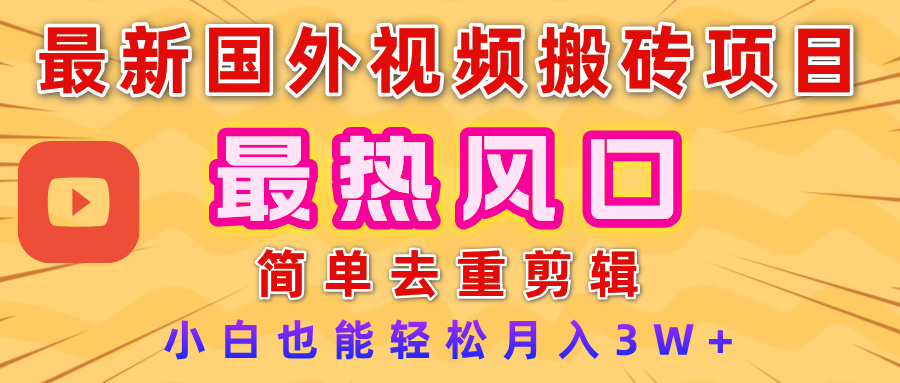 2025最新热门风口，国外视频搬砖项目，简单去重剪辑，小白也能轻松月入3W+-盈途副业网