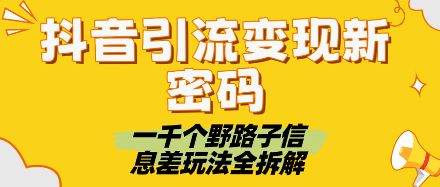 抖音引流变现新密码！一千个野路子信息差玩法全拆解-盈途副业网