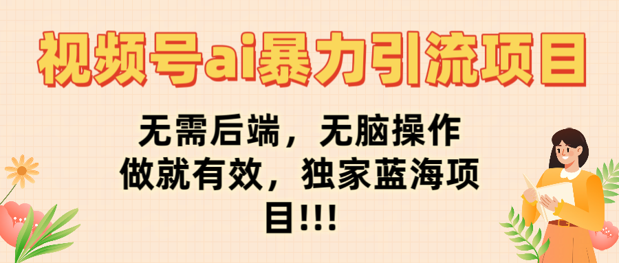 视频号ai暴力引流项目，无需后端，无脑操作，做就有效，独家蓝海项目!!!-盈途副业网