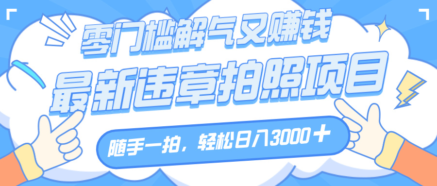 解气又赚钱的项目，随手一拍，轻松收入3000+，最新违章拍照赚钱-盈途副业网