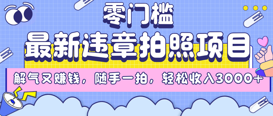 最新违章拍照项目，解气又赚钱，随手一拍，轻松收入3000+-盈途副业网