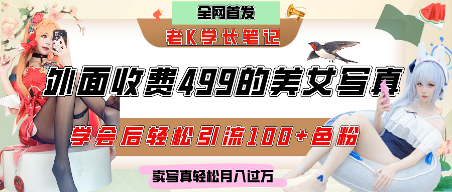 外面收费499的美女写真制作技术，学会后轻松引流色粉变现，日引100+色粉，轻松月入过万-盈途副业网