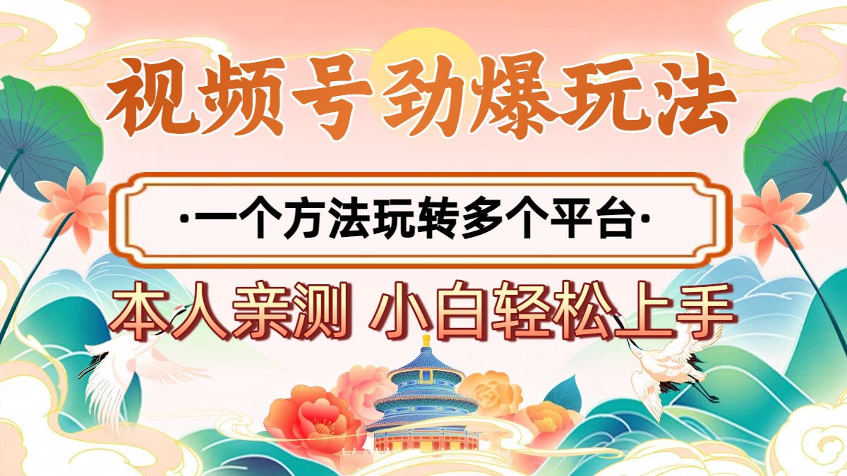 2025年视频号劲爆玩法，一个方法玩转多个平台 小白也能轻松上手-盈途副业网