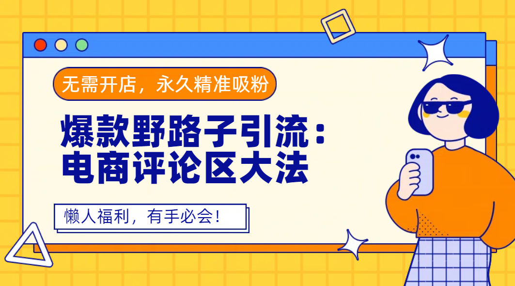 爆款野路子引流：电商评论区大法，无需开店，永久精准吸粉，懒人福利，有手必会！-盈途副业网