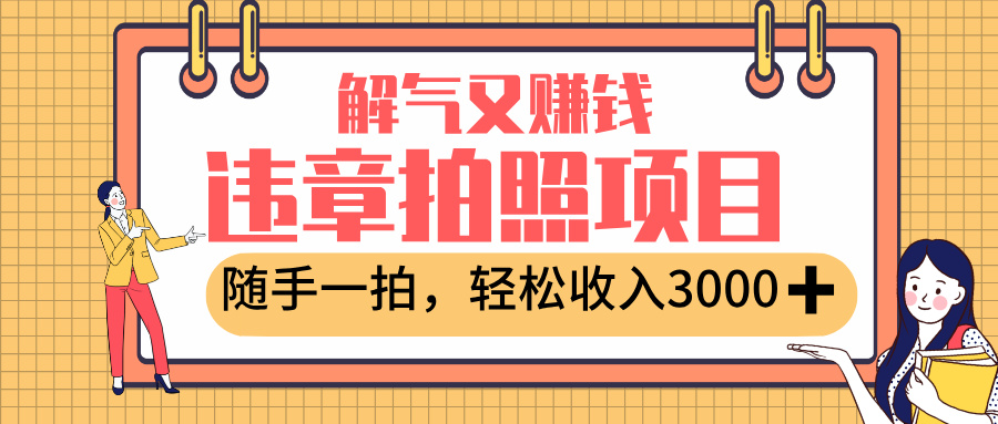 最新违章拍照赚钱，解气又赚钱的项目，随手一拍，轻松收入3000+-盈途副业网