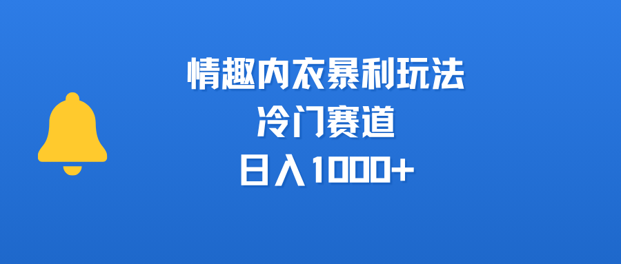情趣内衣暴利玩法，冷门赛道，日入1000+-盈途副业网