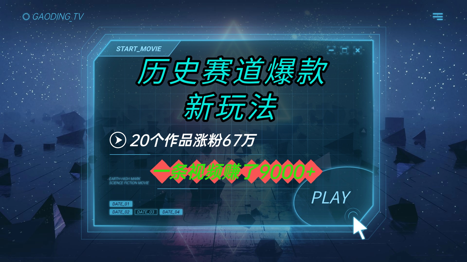 20个作品涨粉67万，一条视频赚了9000+，历史赛道爆款新玩法-盈途副业网