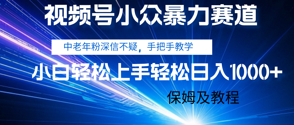 视频号小众暴力赛道，中老年人深信不疑 手把手教学，小白也能日入1000+ 保姆及教程-盈途副业网
