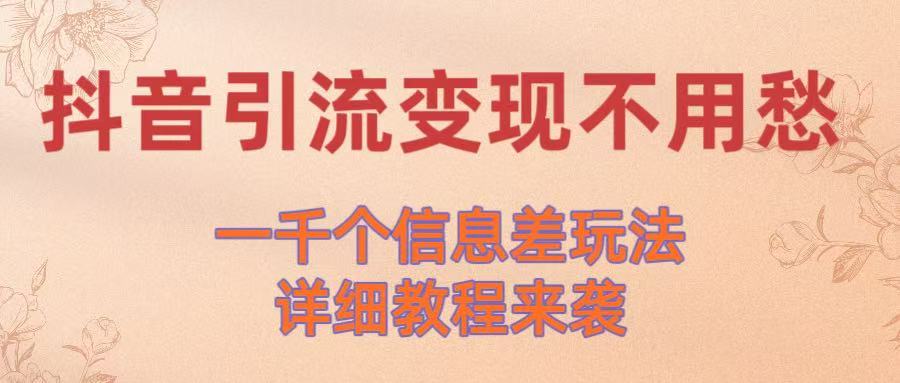 抖音引流变现不用愁！一千个信息差玩法详细教程来袭-盈途副业网