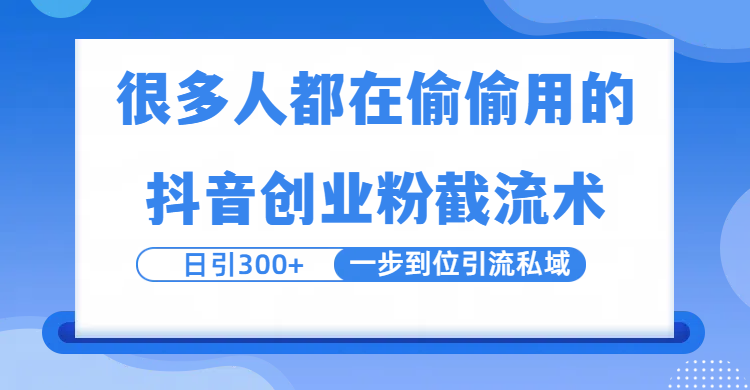 很多人都在偷偷用的抖音创业粉截留术，日引300+，一步到位引流到私域-盈途副业网