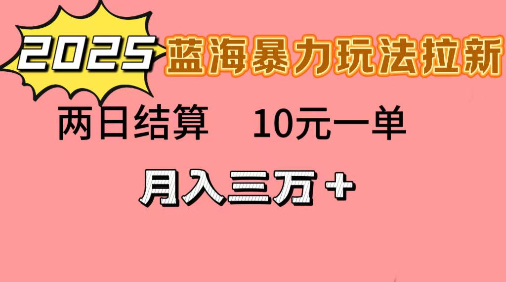 蓝海暴力拉新项目，10元一单，两日结算，月入3w➕-盈途副业网